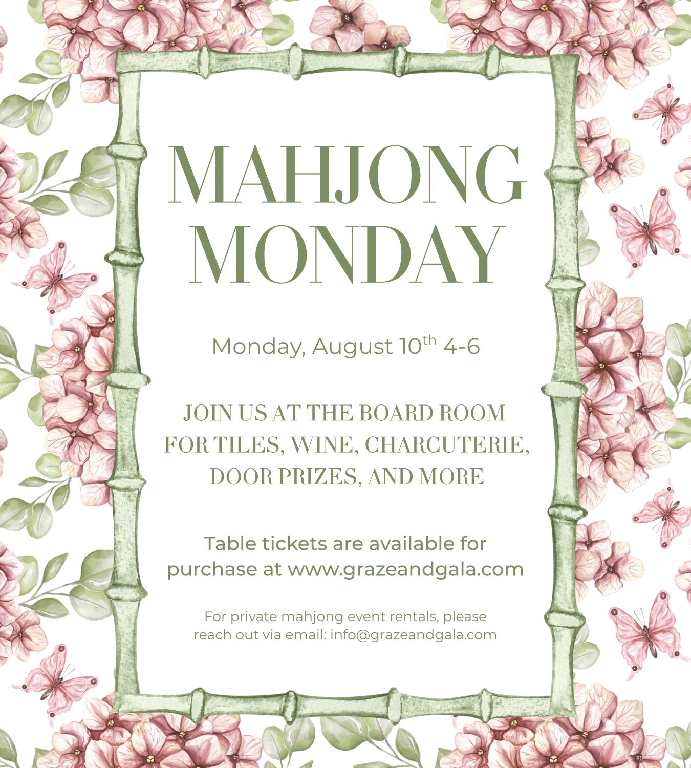 MAHJONG MONDAY TABLE TICKET - AUGUST 10TH